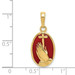 14K Yellow Gold Red Translucent Acrylic Praying Hands and Cross Pendant - (A83-578)