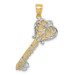 14K Yellow Gold Yellow Gold Rhodium Plated I Love You Key Pendant - (A83-716) 14K Yellow Gold Yellow Gold Rhodium Plated I Love You Key Pendant - (A83-716)