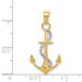 14K Yellow Gold with Y Gold Polished Anchor with rope Pendant - (A85-344)