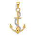 14K Yellow Gold with Y Gold Polished Anchor with rope Pendant - (A85-344)