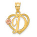14K Two-tone Gold Initial Letter D In Heart Charm Pendant - (A86-958)