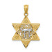 14K Two-tone Gold Polished Star of David with Chai Pendant - (A87-242) 14K Two-tone Gold Polished Star of David with Chai Pendant - (A87-242)