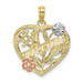 10K Yellow & Rose Gold #1 MOM Heart With Flower Charm Pendant - (A88-879)