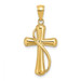 14K Yellow Gold Cross With Drape Charm Pendant - (A92-969)