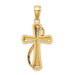 14K Yellow Gold Cross With Drape Charm Pendant - (A92-969)