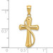 14K Yellow Gold Cross With Drape Charm Pendant - (A92-969)