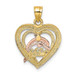 14K Tri-Color Gold Dolphin In Heart Charm Pendant - (A93-559)