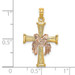 14K Two-Tone Gold Textured Finish Cross With Drape Charm Pendant - (A93-623) 14K Two-Tone Gold Textured Finish Cross With Drape Charm Pendant - (A93-623)