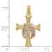 14K Two-Tone Gold Textured Finish Cross With Drape Charm Pendant - (A93-623) 14K Two-Tone Gold Textured Finish Cross With Drape Charm Pendant - (A93-623)