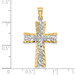 14K Yellow Gold with White Rhodium with Diamond-cut Flower Design Cross Charm Pendant - (A94-332)