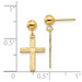14K Yellow Gold Polished & Satin Cross Dangle Earrings - (B40-878)