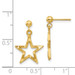 14K Yellow Gold Polished & Diamond-cut Star Dangle Post Earrings - (B40-895)