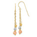 14K Tri-Color Gold Strands with Diamond-cut Bead Earrings - (B44-510)