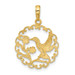 14K Yellow Gold Hummingbird In Round Frame Pendant - (A83-244)