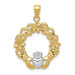 14K Yellow Gold Rhodium Claddagh Pendant - (A83-464)