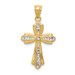 14K Yellow Gold and White Rhodium Cross Diamond-cut  Pendant - (A84-500) 14K Yellow Gold and White Rhodium Cross Diamond-cut  Pendant - (A84-500)