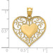 14K Yellow Gold Heart In Heart Polished & Filigree Pendant - (A84-966)
