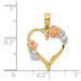 14K Yellow Gold Yellow & Rose with White Rhodium Polished Flowers & Leaves Pendant - (A85-149)