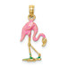 14K Yellow Gold Enameled Flamingo Pendant - (A85-203)