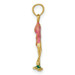 14K Yellow Gold Enameled Flamingo Pendant - (A85-203)