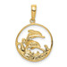 14K Yellow Gold Double Dolphin Circle Pendant - (A85-292)