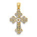 14K Two-tone Gold Polished Filigree 2 Level Heart Cross Pendant - (A85-597)
