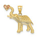 14K Yellow Gold Yellow & Rose Gold with Rhodium Diamond-cut Elephant with Heart Pendant - (A85-769) 14K Yellow Gold Yellow & Rose Gold with Rhodium Diamond-cut Elephant with Heart Pendant - (A85-769)