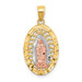 14k Tri-Color Diamond-cut Oval CZ Lady of Guadalupe Pendant - (A86-196) 14k Tri-Color Diamond-cut Oval CZ Lady of Guadalupe Pendant - (A86-196)