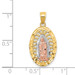 14k Tri-Color Diamond-cut Oval CZ Lady of Guadalupe Pendant - (A86-196) 14k Tri-Color Diamond-cut Oval CZ Lady of Guadalupe Pendant - (A86-196)