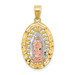 14k Tri-Color Diamond-cut Oval CZ Lady of Guadalupe Pendant - (A86-196) 14k Tri-Color Diamond-cut Oval CZ Lady of Guadalupe Pendant - (A86-196)