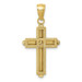 10K Yellow Gold Polished Beveled Stick Cross With Frame Pendant - (A88-733)