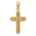 10K Yellow Gold Polished Beveled Stick Cross With Frame Pendant - (A88-733)