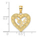 14K Yellow Gold I Heart You In Sweetheart Heart Frame Charm Pendant - (A89-390)