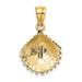14K Yellow Gold 2-D Textured Scallop Shell Charm Pendant - (A91-985)