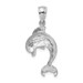 14K White Gold Polished Dolphin Jumping Charm Pendant - (A92-307)