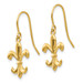14K Yellow Gold Polished Fleur de lis Dangle Earrings - (B42-764)