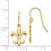 14K Yellow Gold Polished Fleur de lis Dangle Earrings - (B42-764)