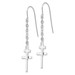 14K White Gold Chain Dangle Cross Shepherd Hook Earrings - (B44-276)
