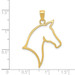 14K Yellow Gold Polished Cut Out Horse Head Pendant - (A84-138)