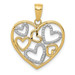 14K Yellow Gold with White Rhodium Diamond-cut Heart Pendant - (A84-753) 14K Yellow Gold with White Rhodium Diamond-cut Heart Pendant - (A84-753)
