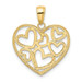 14K Yellow Gold with White Rhodium Diamond-cut Heart Pendant - (A84-753) 14K Yellow Gold with White Rhodium Diamond-cut Heart Pendant - (A84-753)