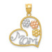 14K Yellow Gold Tricolor MOM & Flowers Pendant - (A85-449)