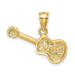 14k Yellow Gold Satin Diamond-cut Acoustic Guitar Pendant - (A86-103)