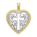 10K Yellow Gold With Cutout & Beaded Filigree Heart With Cross Charm Pendant - (A88-972) 10K Yellow Gold With Cutout & Beaded Filigree Heart With Cross Charm Pendant - (A88-972)