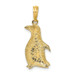 14K Yellow Gold 2-D Polished and Engraved Penguin Charm Pendant - (A90-938)