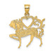 14K Yellow Gold Textured Heart & Horse Charm Pendant - (A91-428)