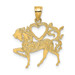 14K Yellow Gold Textured Heart & Horse Charm Pendant - (A91-428)