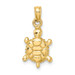14K Yellow Gold With Green Enamel 3-D Land Turtle Charm Pendant - (A91-439)