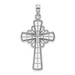 14K White Gold With Beaded Edge & Grid Accent Cross Charm Pendant - (A92-558)