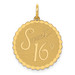 14K Yellow Gold Sweet 16 Birthday Charm Pendant - (A98-754) 14K Yellow Gold Sweet 16 Birthday Charm Pendant - (A98-754)